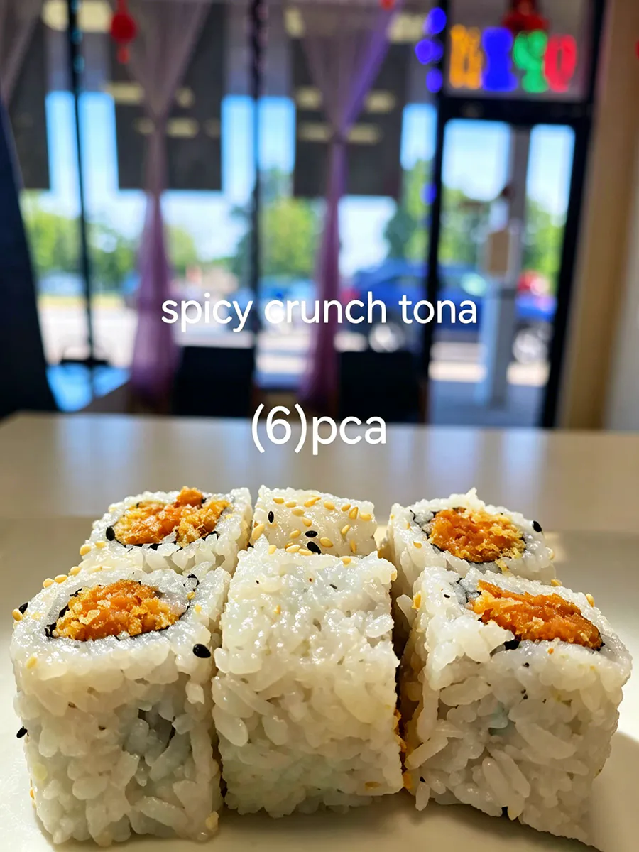 Spicy crispy tuna filled white rice sushi roll at Sushi Way, a Japanese Restaurant in Davenport